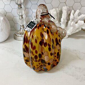 NEW! BOHO LEOPARD ANIMAL PRINT GLASS PUMPKIN